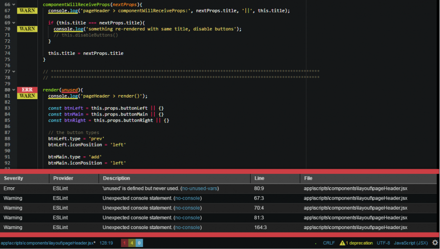 My customized linting display in Atom