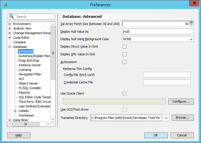Oracle SQL Developer - Set TNS Names path